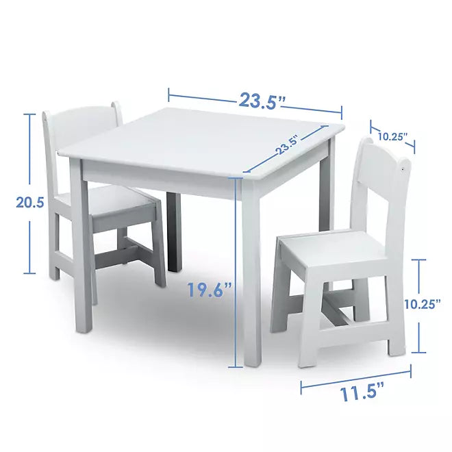 Delta Children MySize Kids' Wood Table and Chair Set - 2 Chairs, Bianca White