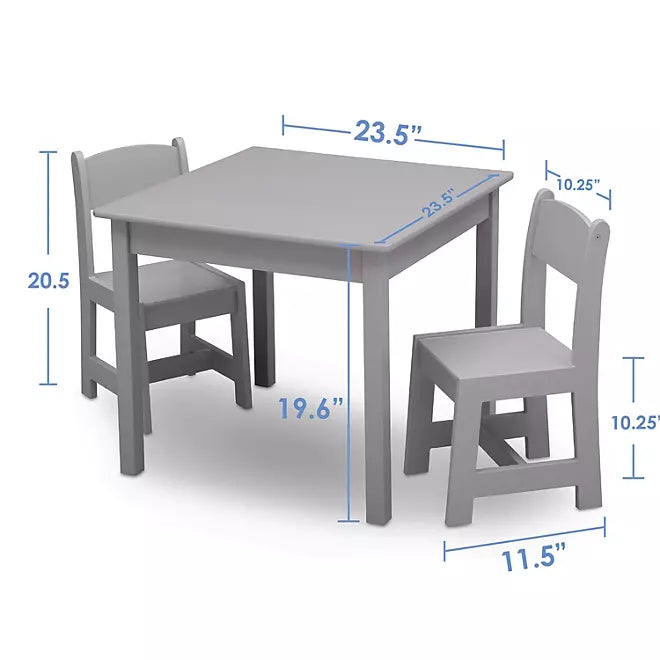 Delta Children MySize Kids' Wood Table and Chair Set - 2 Chairs, Grey