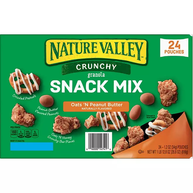 Nature Valley Crunchy Granola Snack Mix Oats 'N Peanut Butter (1.2 oz., 24 pk.)