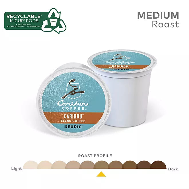Caribou Coffee Medium Roast K-Cup Pods, Caribou Blend (100 ct.)