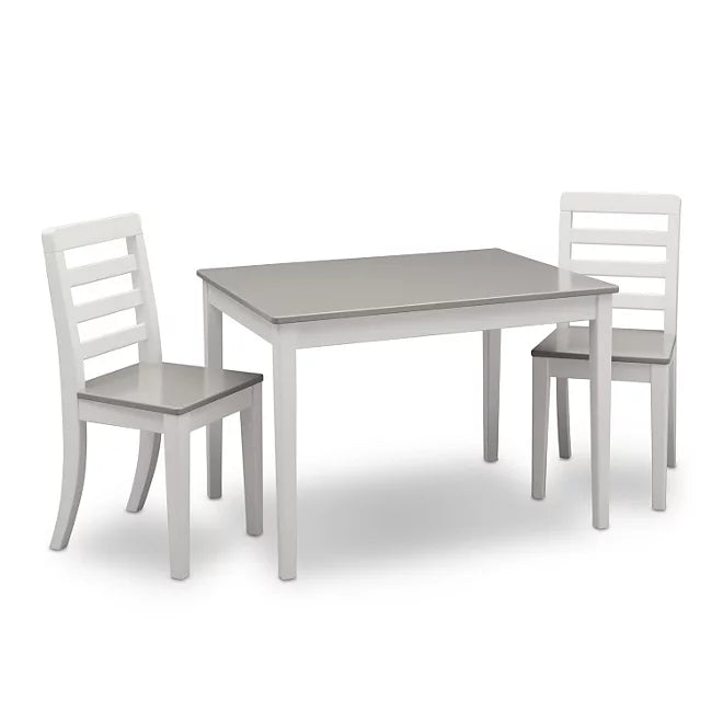 Delta Children Table and Chairs, 3-Piece Set, White/Grey