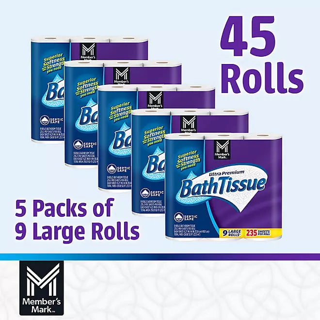 Member's Mark Ultra Premium Soft & Strong 2-Ply Toilet Paper (235 sheets/roll, 45 rolls)