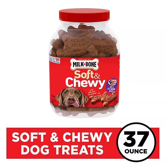Milk-Bone Soft & Chewy Dog Treats, Beef & Filet Mignon (37 oz.)