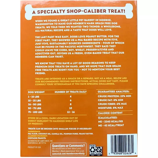 Member's Mark Grain-Free Dog Treat Biscuits, Peanut Butter Flavored (80 oz.)
