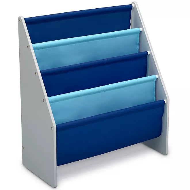 Delta Children Sling Book Rack Bookshelf for Kids, Color: Color: Grey/Blue