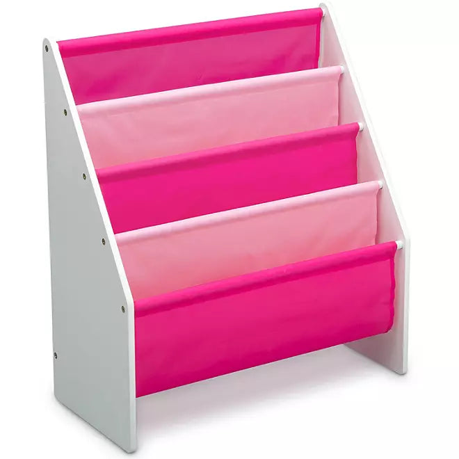 Delta Children Sling Book Rack Bookshelf for Kids, Color: White/Pink